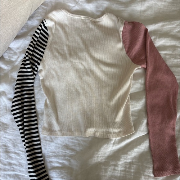 Truly Madly Deeply Pink and Black Striped Stretchy Causal Long Sleeve Tee - Picture 6 of 6
